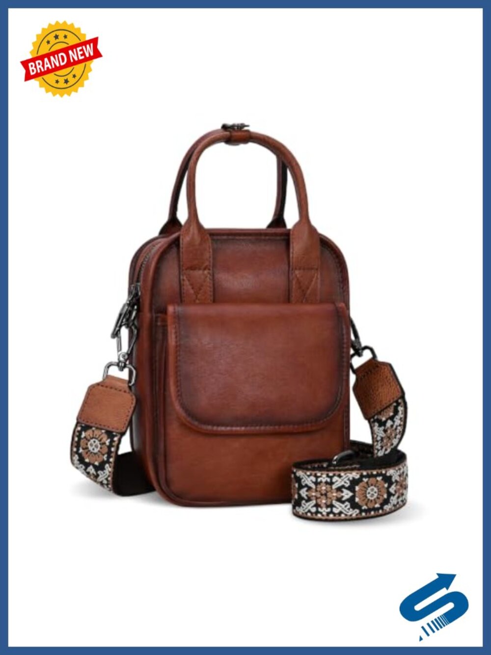 Genuine Leather Crossbody Bag RFID Anti-Theft Multi-Pocket Purse